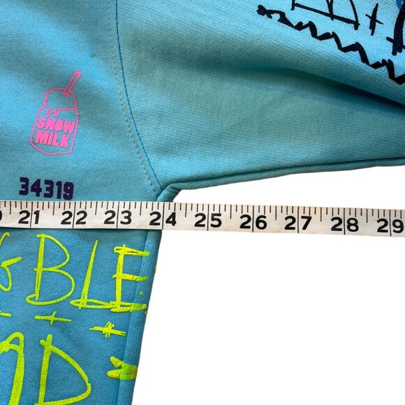 Snowmilk Steetwear Teal Hoodie Painted w/Original Snowmilk Design - Picture 7 of 8